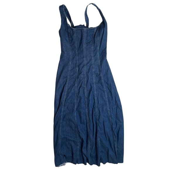 Reformation Jeans Women's Midi Dress Square Scoop Neckline Flared, 8 - Picture 1 of 10